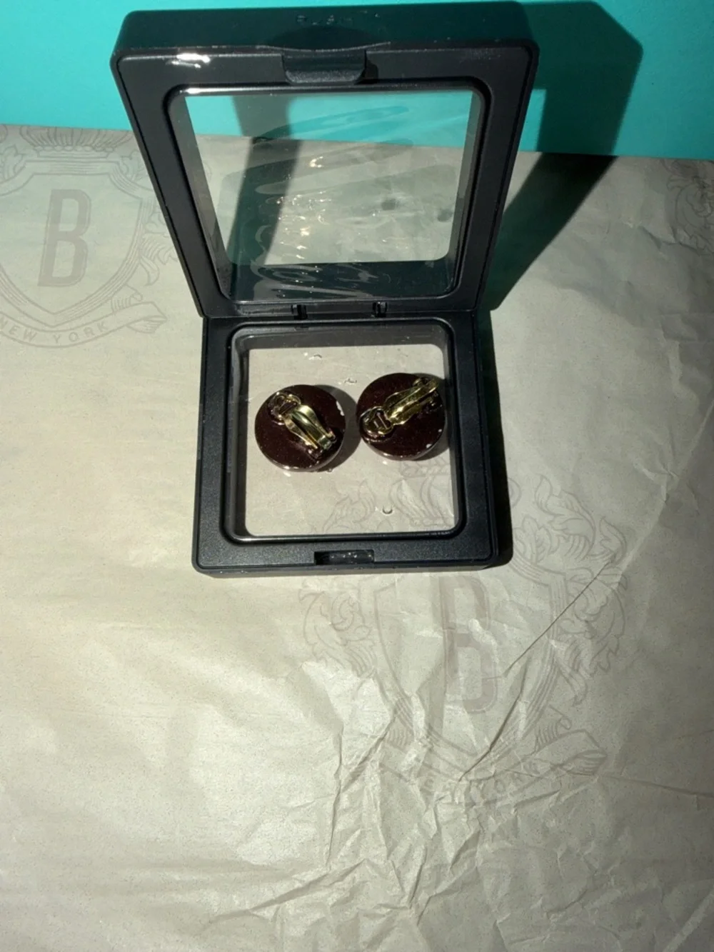 Chanel cc logo leather vintage earrings - Picture 3 of 4